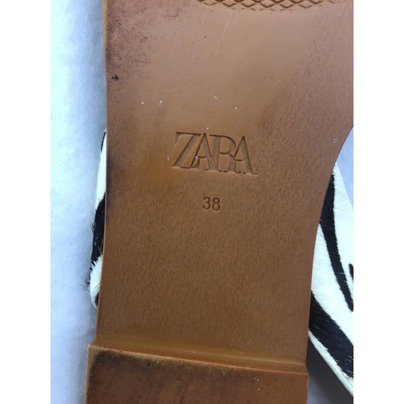 ZARA LADIES ZEBRA ANIMAL PRINT FLAT SANDALS SIZE 38-7M - Picture 10 of 10